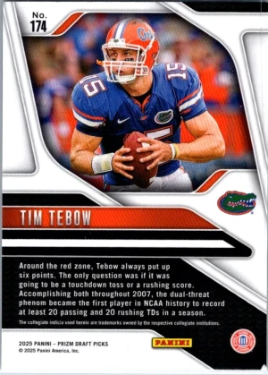 2025 Panini Prizm Draft Picks #174 Tim Tebow back