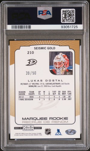 2022 O-Pee-Chee Platinum Lukas Dostal Seismic Gold back
