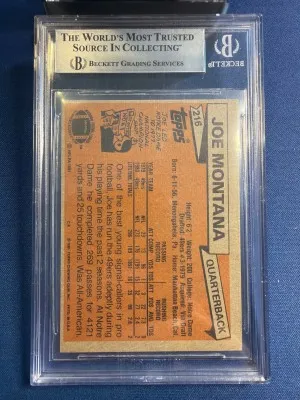 1981 Topps Joe Montana RC. BGS 8.5 NM-MT+ back