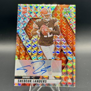 Shedeur Sanders 2025 Panini Mosaic Prizm Rookie Autograph #302 front