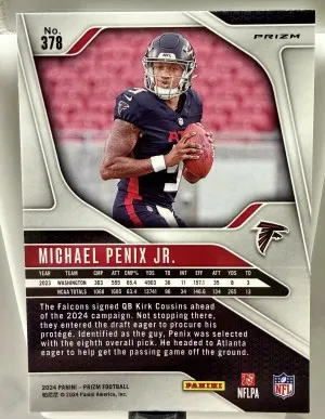 2024 Panini Prism Michael Penix Jr. #378 Silver Prizm RC back