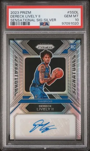 2023 Panini Prizm Sensational Signatures Dereck Lively Ii Sensational Sig-Silver PSA 10 front
