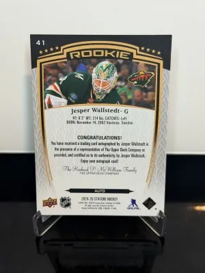 Jesper Wallstedt Stature Rookie Auto back