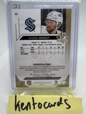 2024-25 SP Authentic Shane Wright Limited Black SSP back