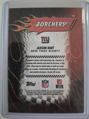 2025 Topps Finest Jaxson Dart Torchers Rookie Refractor back