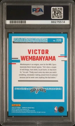2023 Panini Donruss Victor Wembanyama RC PSA 10 back