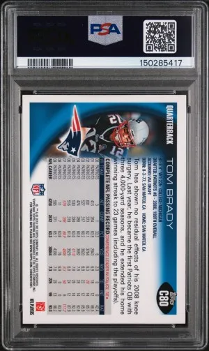 2010 Topps Chrome Tom Brady PSA 9 back