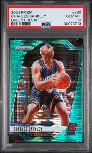 2024 Panini Prizm Charles Barkley Green Pulsar /25 PSA 10 POP 1 front