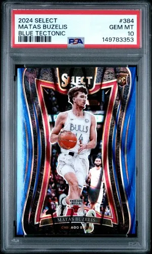 2024 Panini Select Matas Buzelis Blue Tectonic /99 RC PSA 10 POP 1 front