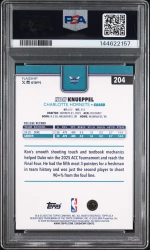 2025 Topps Kon Knueppel Blue Holo Foil /150 RC PSA 10 back