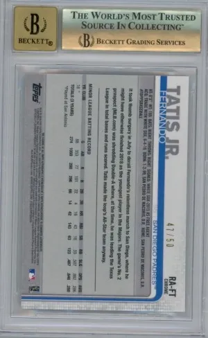 2019 Topps Chrome Rookie Autograph Fernando Tatis Jr. Gold Wave Refractor /50 BGS 9.5 back