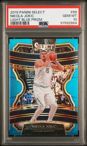 2019 Panini Select Nikola Jokic Light Blue Prizm /299 PSA 10 front