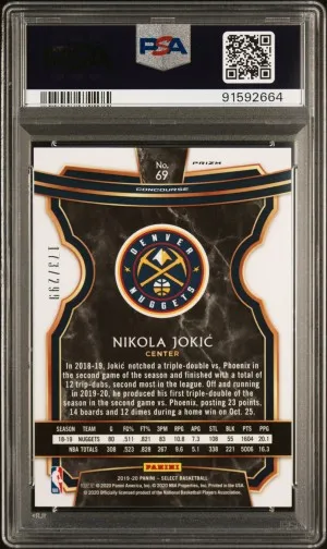 2019 Panini Select Nikola Jokic Light Blue Prizm /299 PSA 10 back