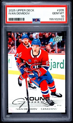 2025-26 Upper Deck Young Guns Ivan Demidov #205 PSA 10 Rookie front