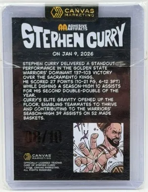 Canvas Marketing Stephen Curry Adhesive Artifacts Auto /10 back