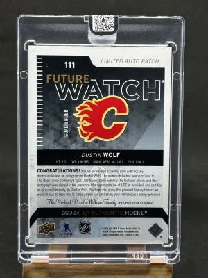 Dustin Wolf 2023-24 SP Authentic Future Watch Patch Auto /100 back