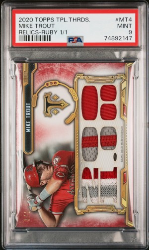 SALE! 2020 Topps Triple Threads 1/1 Mike Trout RUBY Patch Relic front