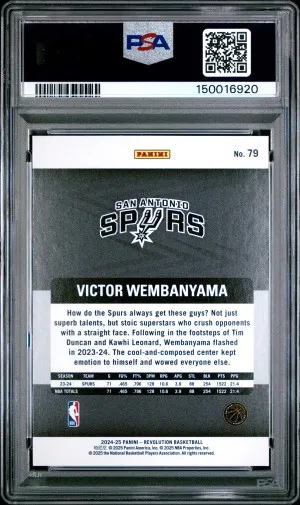 2024 Panini Revolution #79 Victor Wembanyama – PSA 10 GEM MINT | San Antonio Spurs back