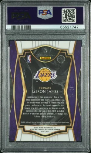 2021 Panini Select LeBron James – Blue Disco Prizm /25 | Premier Level | PSA 9 MINT | Los Angeles Lakers | SSP back