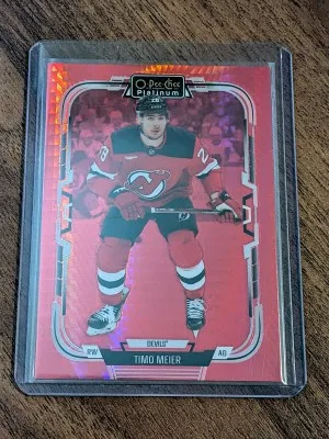 Timo Meier Red Prism /199 2025-26 OPC Platinum O-pee-chee front