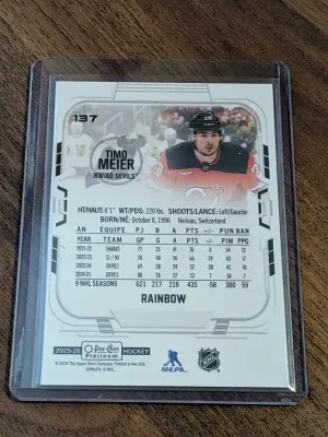 Timo Meier Rainbow 2025-26 OPC Platinum O-pee-chee back