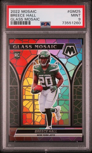 2022 Panini Mosaic Glass Mosaic Breece Hall Glass Mosaic Rookie Card front