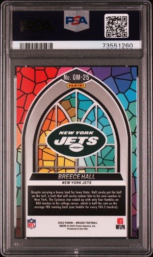 2022 Panini Mosaic Glass Mosaic Breece Hall Glass Mosaic Rookie Card back