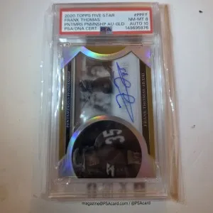 2020 Topps Five Star Frank Thomas Pantamerous Penmanship Gold/5 PSA 8 AUTO 10 front