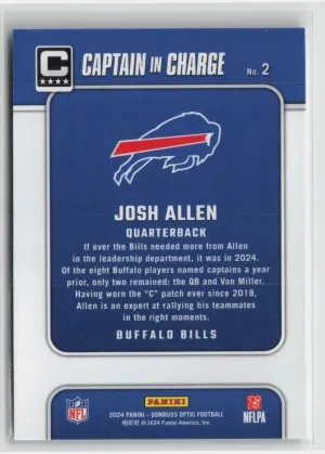2024 Donruss Optic Captain in Charge Josh Allen #2 Insert back