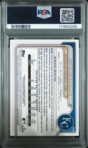 2024 Bowman Draft Chrome Prospect Autographs Jac Caglianone Ch Prs Au-Aqua Lava back