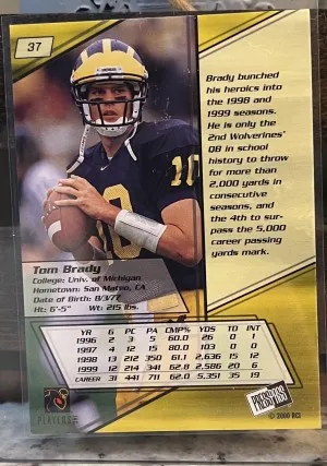2000 Press Pass Rookie Tom Brady Rookie #37 back