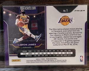 2020-21 Panini Prizm - LeBron James #1 Red White & Blue Prizm Kobe Tribute back