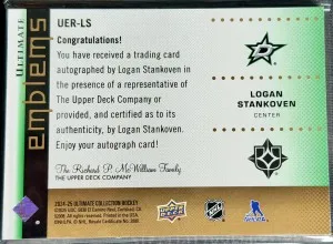 2024-25 Ultimate Collection Ultimate Emblems Logan Stankoven auto /99 back