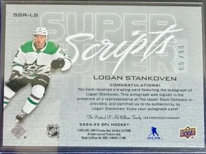 2024-25 SPx SuperScripts Logan Stankoven Auto /99 back