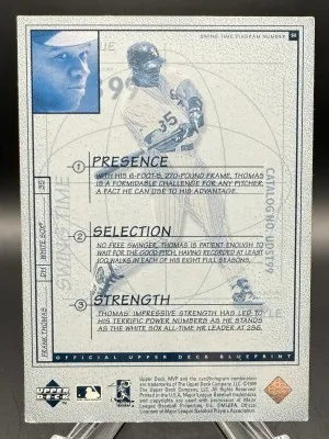 Frank Thomas (White Sox) 1999 Upper Deck MVP Swingtime #S8 back