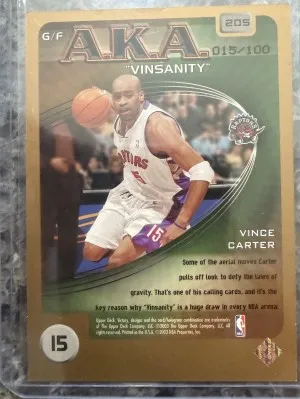 2003 Upper Deck AKA Vince Carter /100 Jersey Number back
