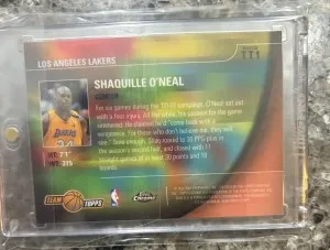 2002 Topps Team Topps Shaquille O’Neal Refractor back
