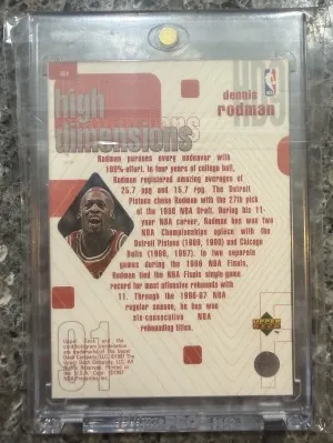 1997 Upper Deck Dennis Rodman High Demensions /2000 back