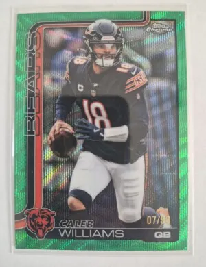 2025 Topps Chrome NFL Caleb Williams Green Wave /99 front