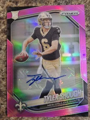 2025 Panini Prizm Football Tyler Shough Saints #327 Rookie Autograph RC front