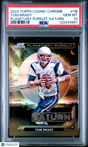 Tom Brady 2024 Topps Cosmic Chrome #TB Planetary Pursuit Saturn SSP PSA10 GEM MT front