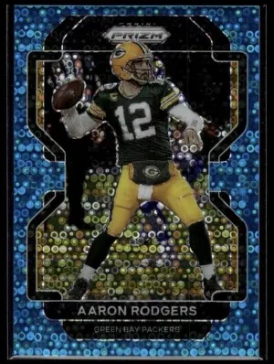 #138 Aaron Rodgers 2021 Panini Prizm - No Huddle Blue #/79 front