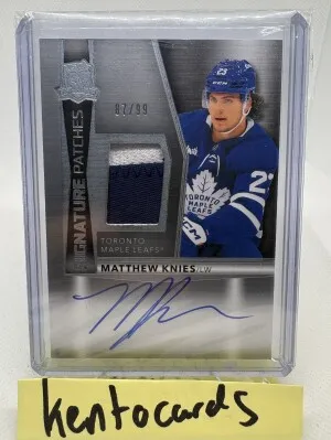 2024-25 The Cup Matthew Knies Signature Patch Auto /99 Maple Leafs SP Patch Auto front