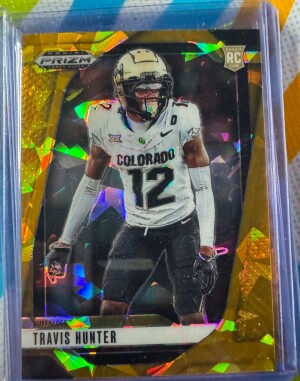 Travis Hunter- 2025 Prizm Draft Picks : Gold Ice front