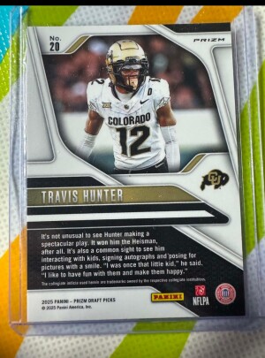 Travis Hunter- 2025 Prizm Draft Picks : Gold Ice back