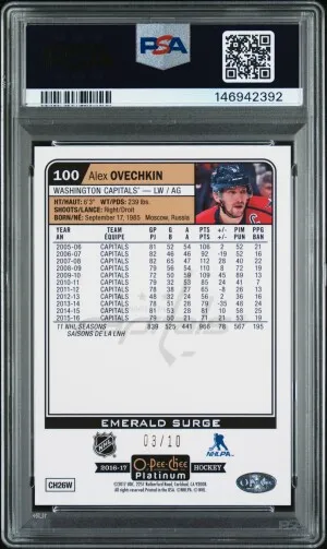 2016 O-Pee-Chee Platinum Alex Ovechkin Emerald Surge back
