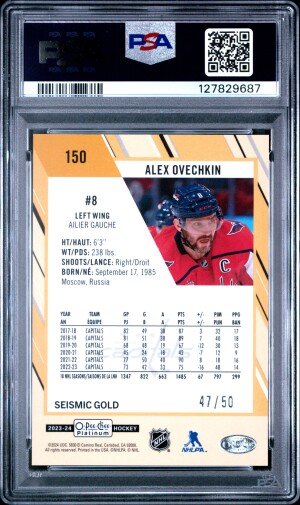 2023 Upper Deck O-Pee-Chee Platinum Alex Ovechkin Seismic Gold back