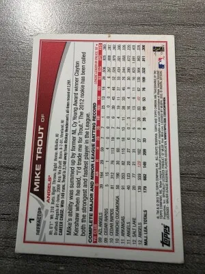 2013 Topps Chrome Mike Trout Refractor Rookie Cup back