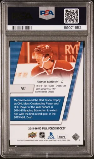 2015 Upper Deck Full Force Connor Mcdavid back