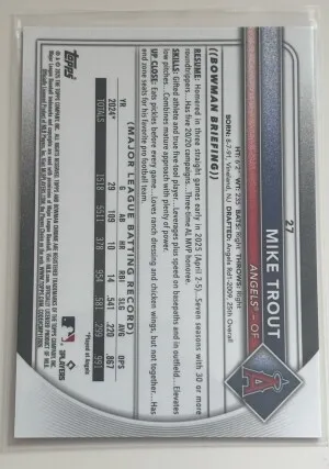2025 BOWMAN CHROME 27 MIKE TROUT BLUE GEOMETRIC back